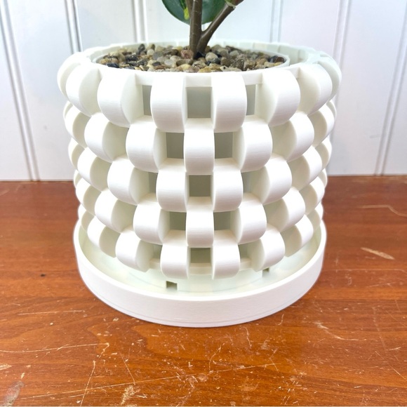 The Sinol 3D Printed Orchid Planter Pot with Drainage Tray, Modern Unique - Picture 2 of 8